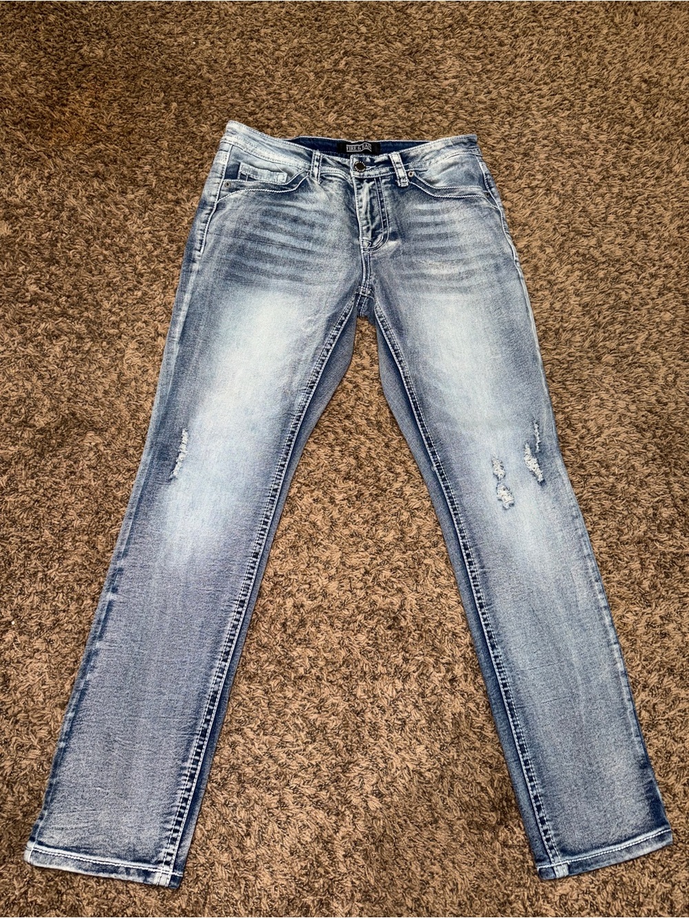 Men's Slim Light Blue Distressed Jeans